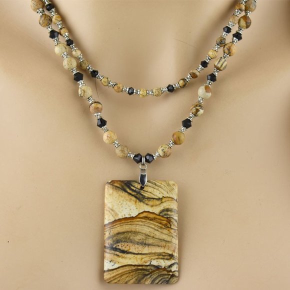 Picture Jasper Swarovski Layered Necklace Set - Picture 4 of 4